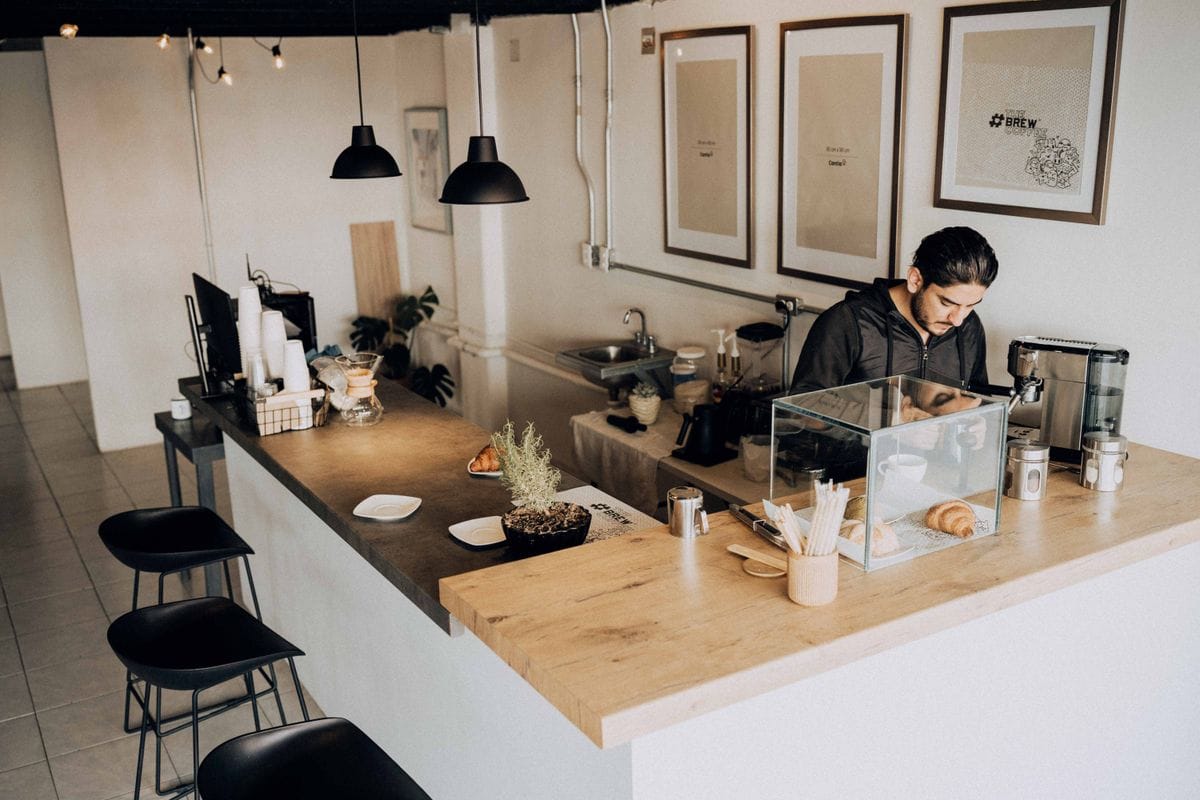 Barista at work in a modern cafe