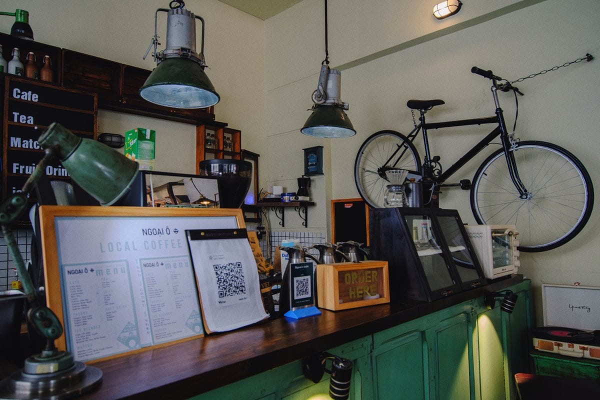 Espresso machine on a warm cafe bar
