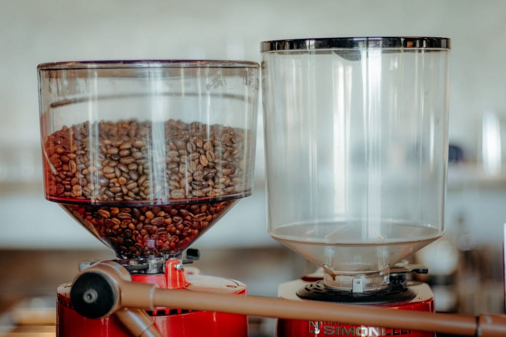 Commercial coffee grinder with bean hopper